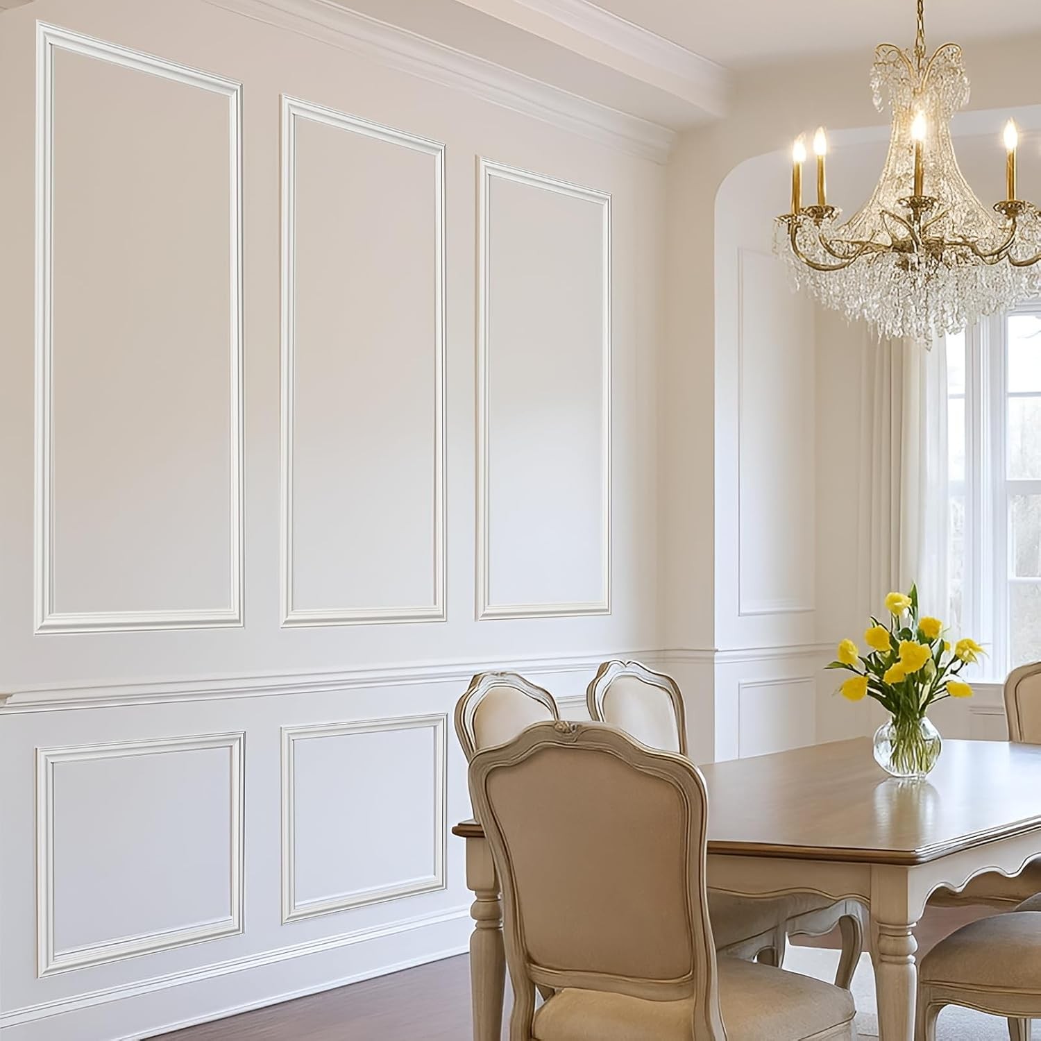 Pre-Cut Wall Molding Kit 3D Wainscoting Panels Ready to Assemble Interior Decor