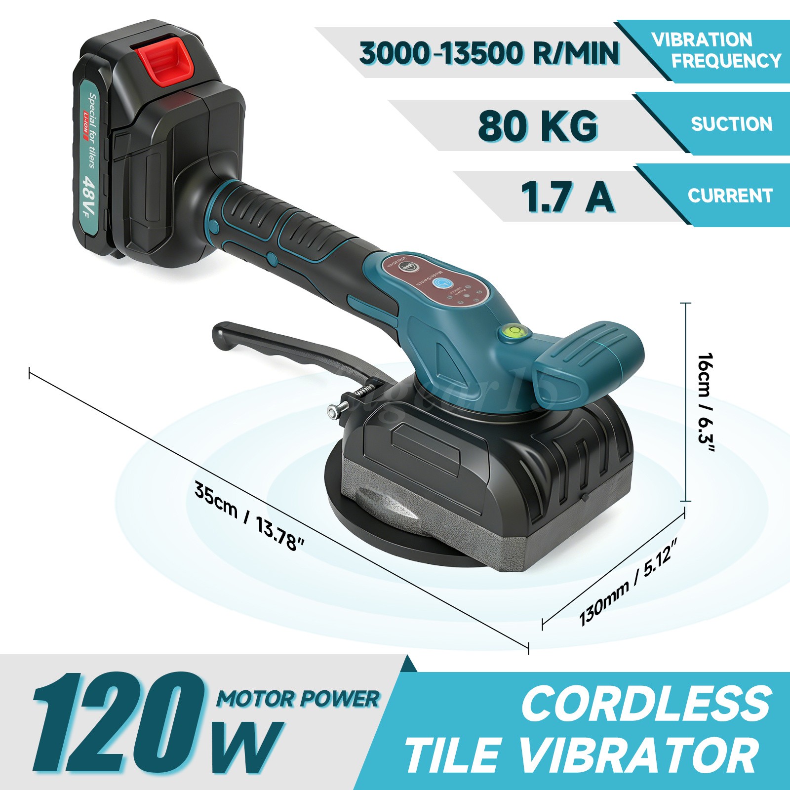 Cordless Tile Vibration Machine Tool, Electric Leveling Machine w/1.5Ah Battery