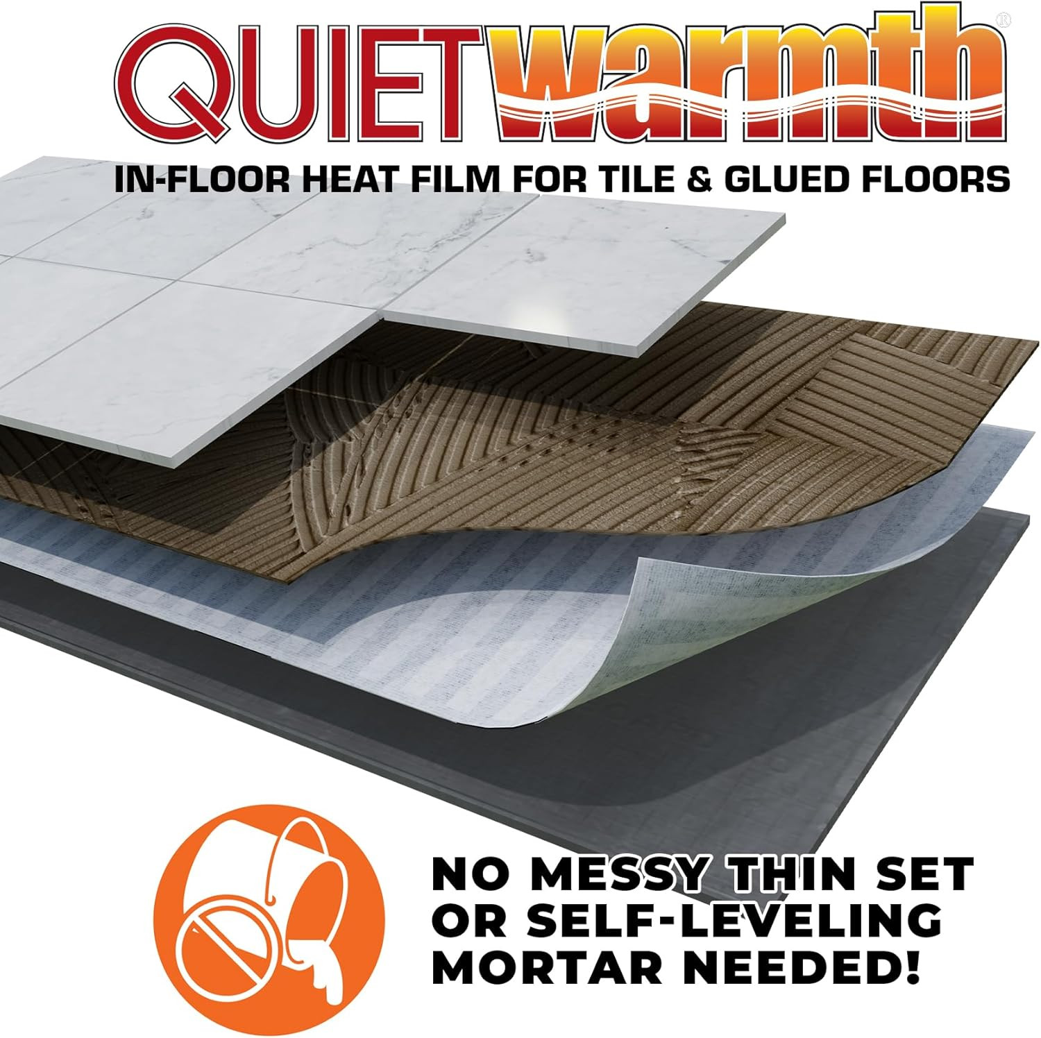 Tile QWT1.5X10F240 Radiant Floor Heating Mat – 1.5′ x 10′ for 15 Sq Ft