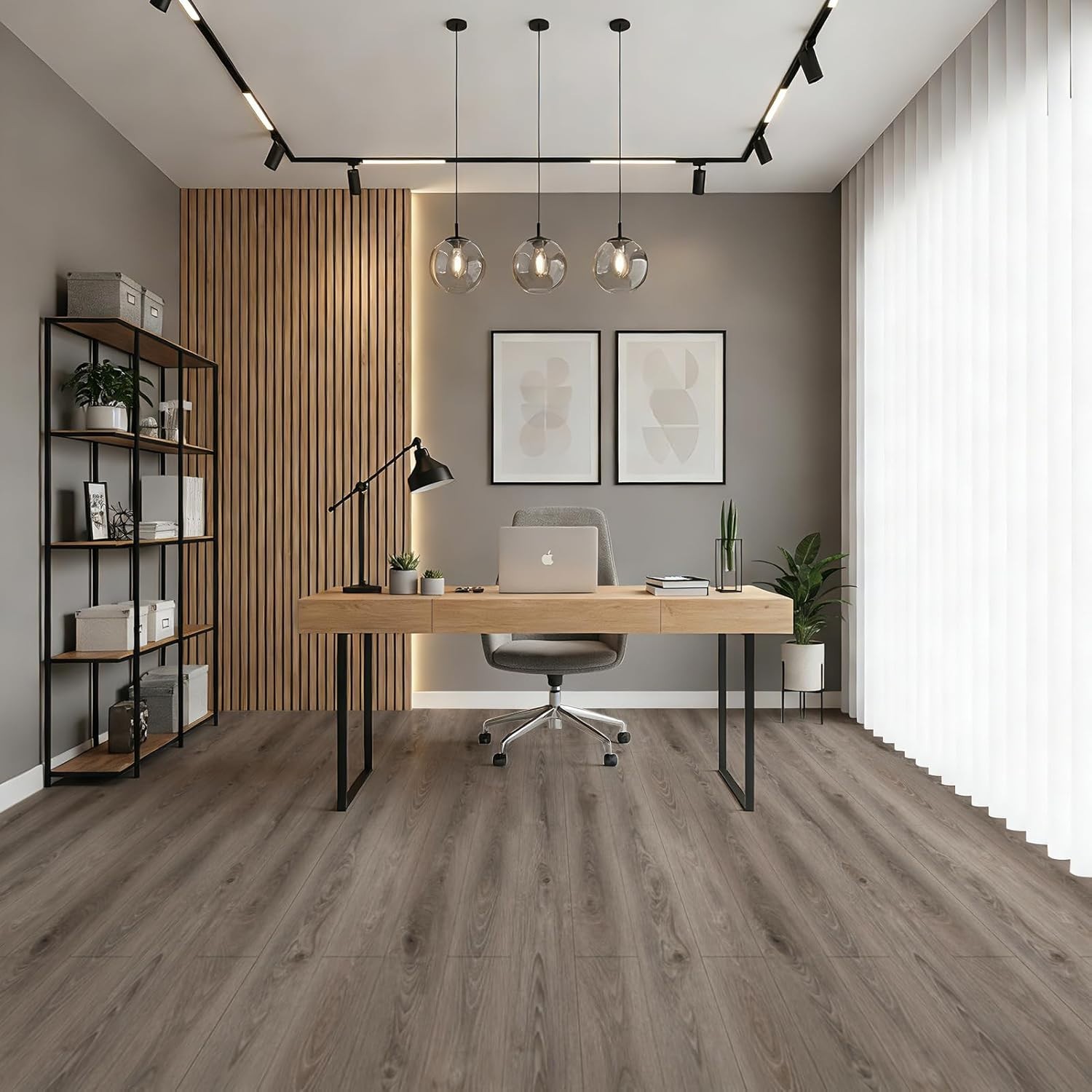 15 Sq ft Peel and Stick Wood Vinyl Floor Tiles 10-Pack Waterproof Teak Finish