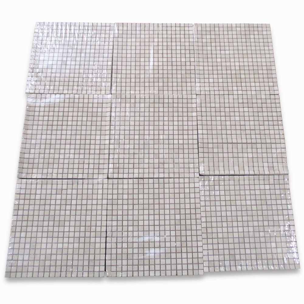 M22XT Tumbled Crema Marfil Marble 5/8×5/8 Square Mosaic NonSlip Shower Tile