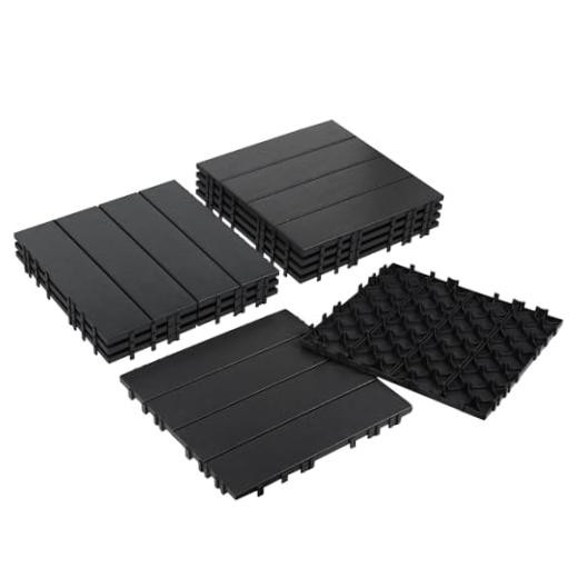 PCS Plastic Interlocking Decking Tiles Dark 12″ x 12″ 9 Dark Grey – Striped