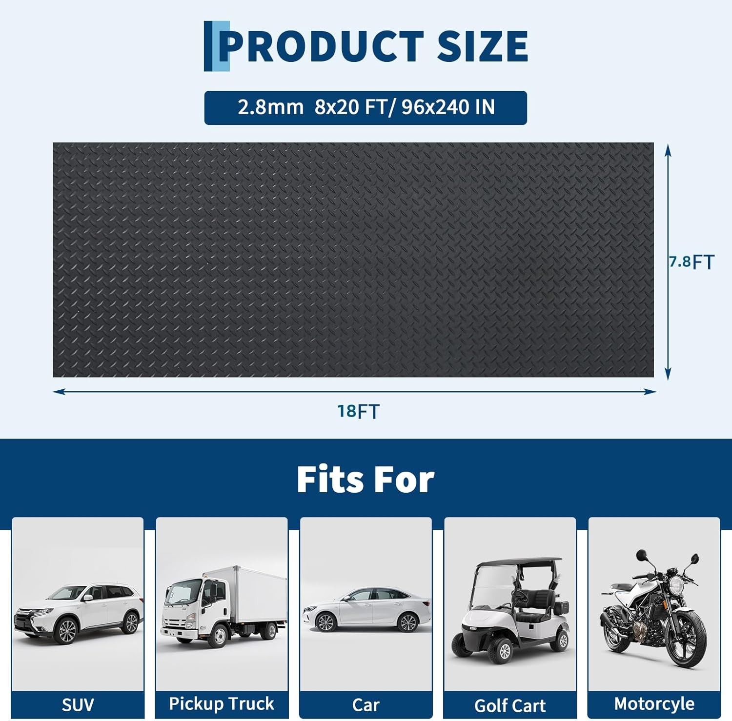 Garage Floor Mat 2.8 mm Thickened Diamond Plate PVC Garage Mats Flooring Roll