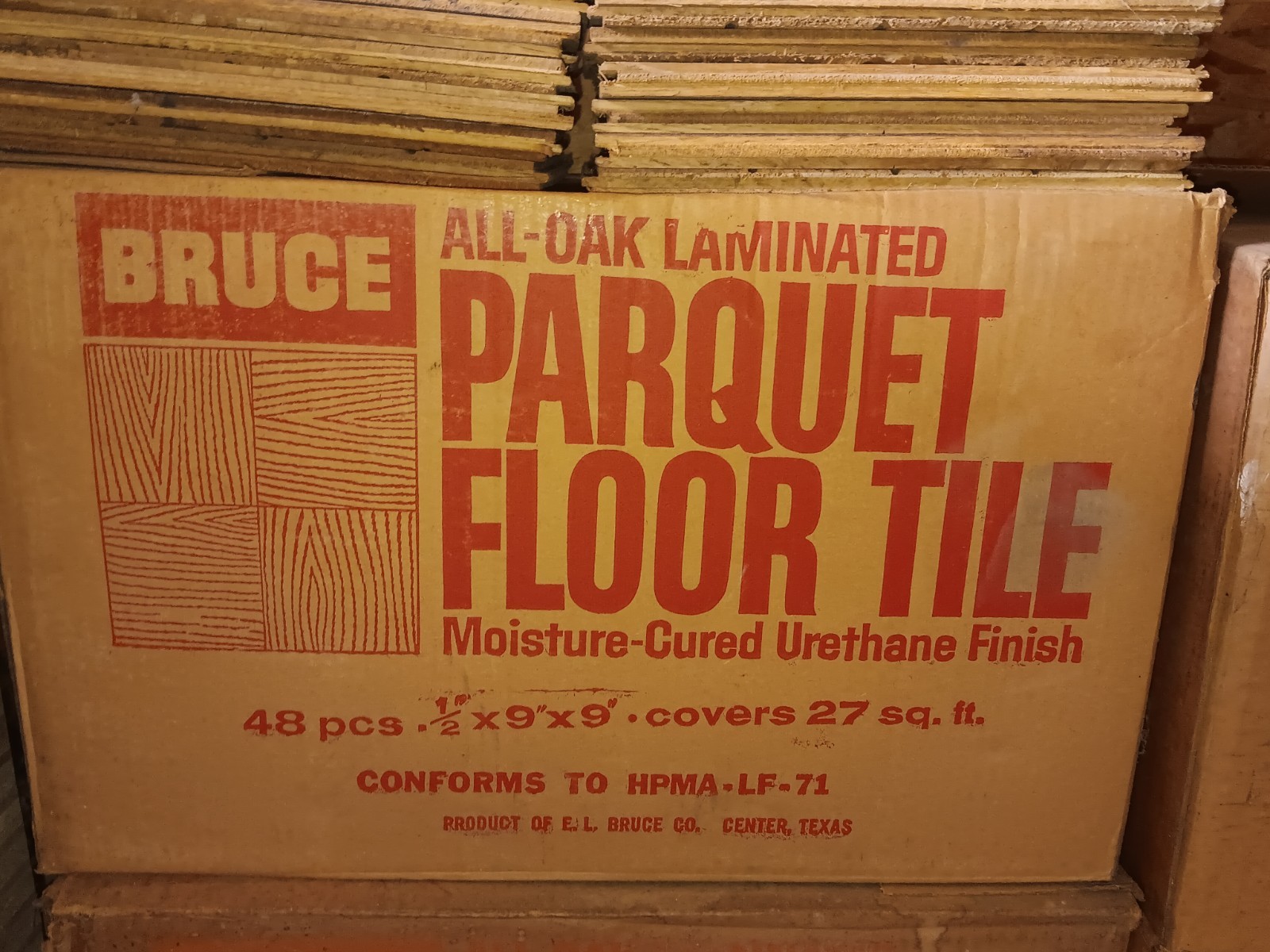 9×9 Inch NEW OLD STOCK Vintage BRUCE Solid Oak Parquet Floor Tiles Prefinished