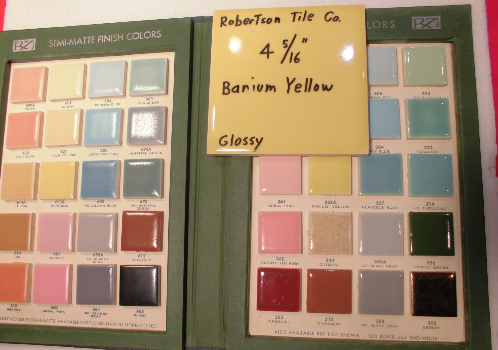 1 pc. *Barium Dark Yellow* Ceramic Tile 4-5/16″- 4-3/8″ Robertson Co. NOS