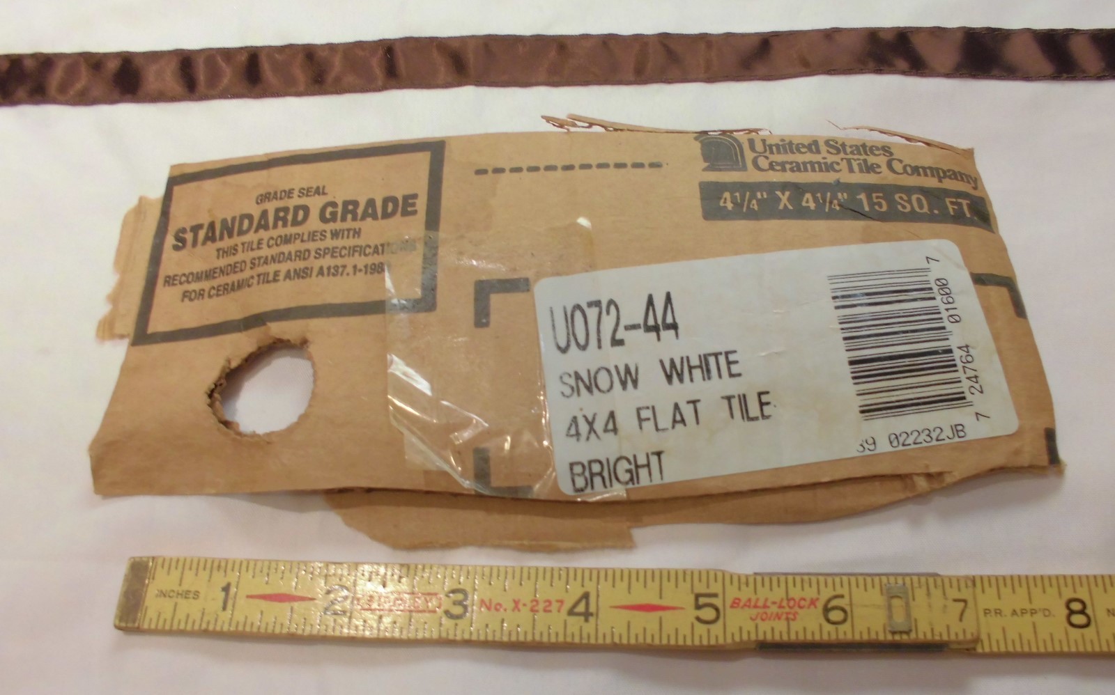5 pack: Glossy Ceramic Tiles *Snow White* 4-1/4″ From the 1990’s Made in U.S.A.