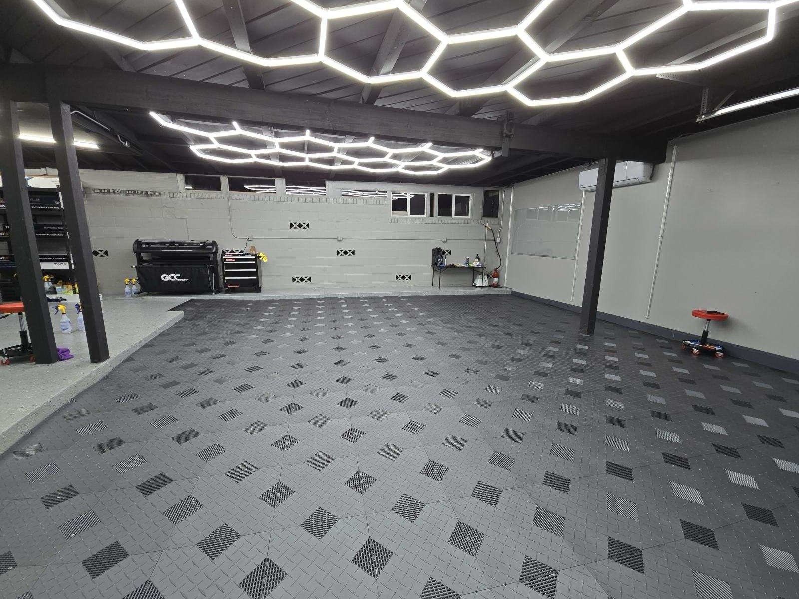 Orange … HYBRID-X garage floor tiles. 50 square feet 17” X 17” MADE IN USA