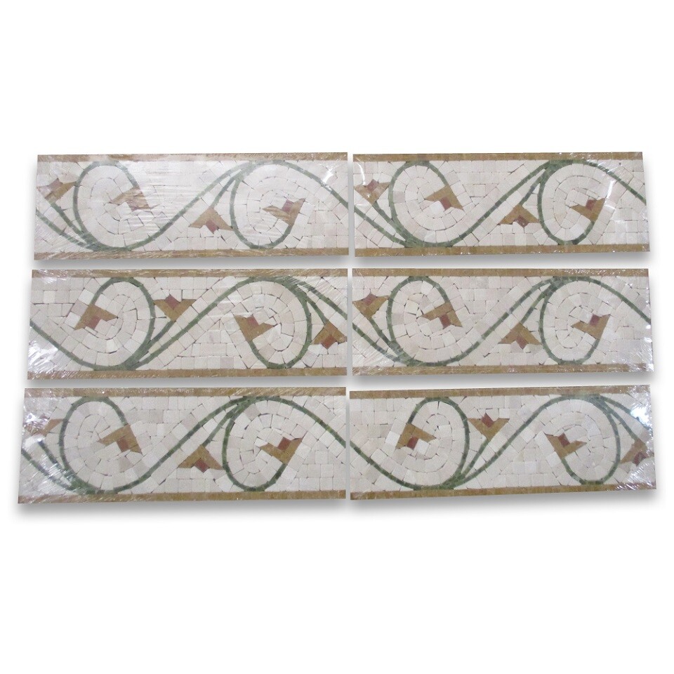 B4693T Marble Mosaic Border Listello Accent Tile Agean Antique 5×14.5 Tumbled