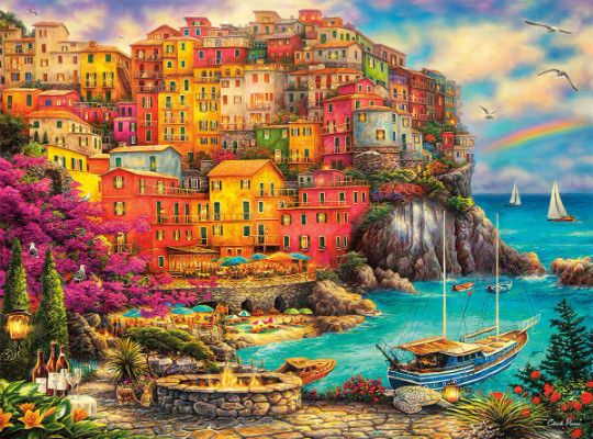 Mediterranean Cinque Terre Amalfi Coast Italy ceramic tile mural backsplash