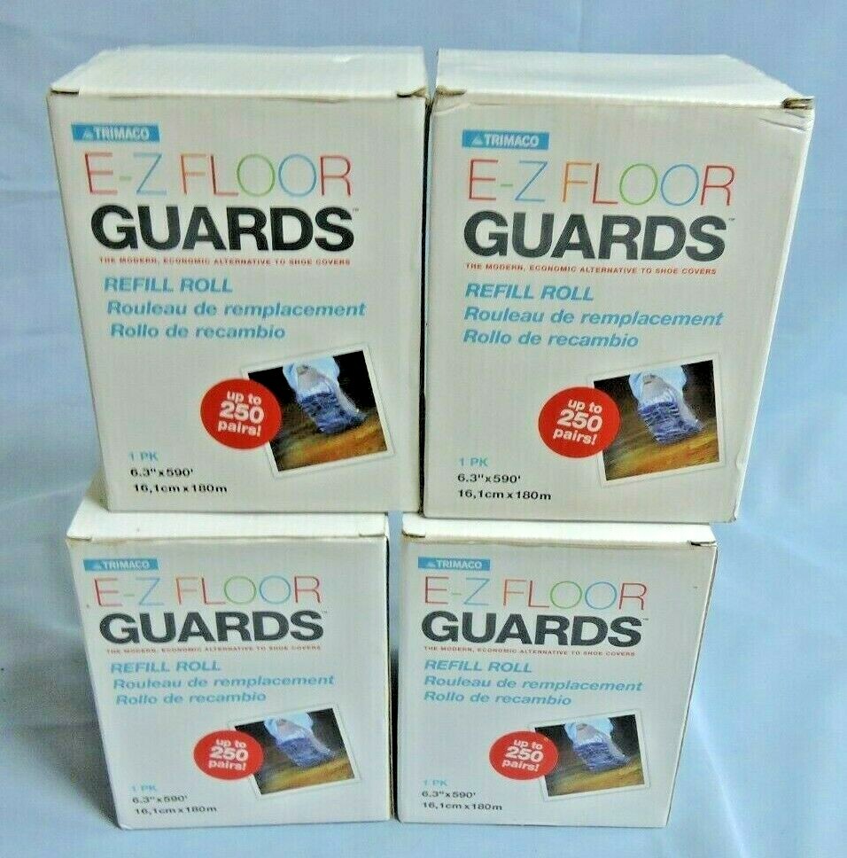 Lot 4 Trimaco E-Z Floor Guards #54716 Refill Film Rolls Shoe Covers 1000 Pairs