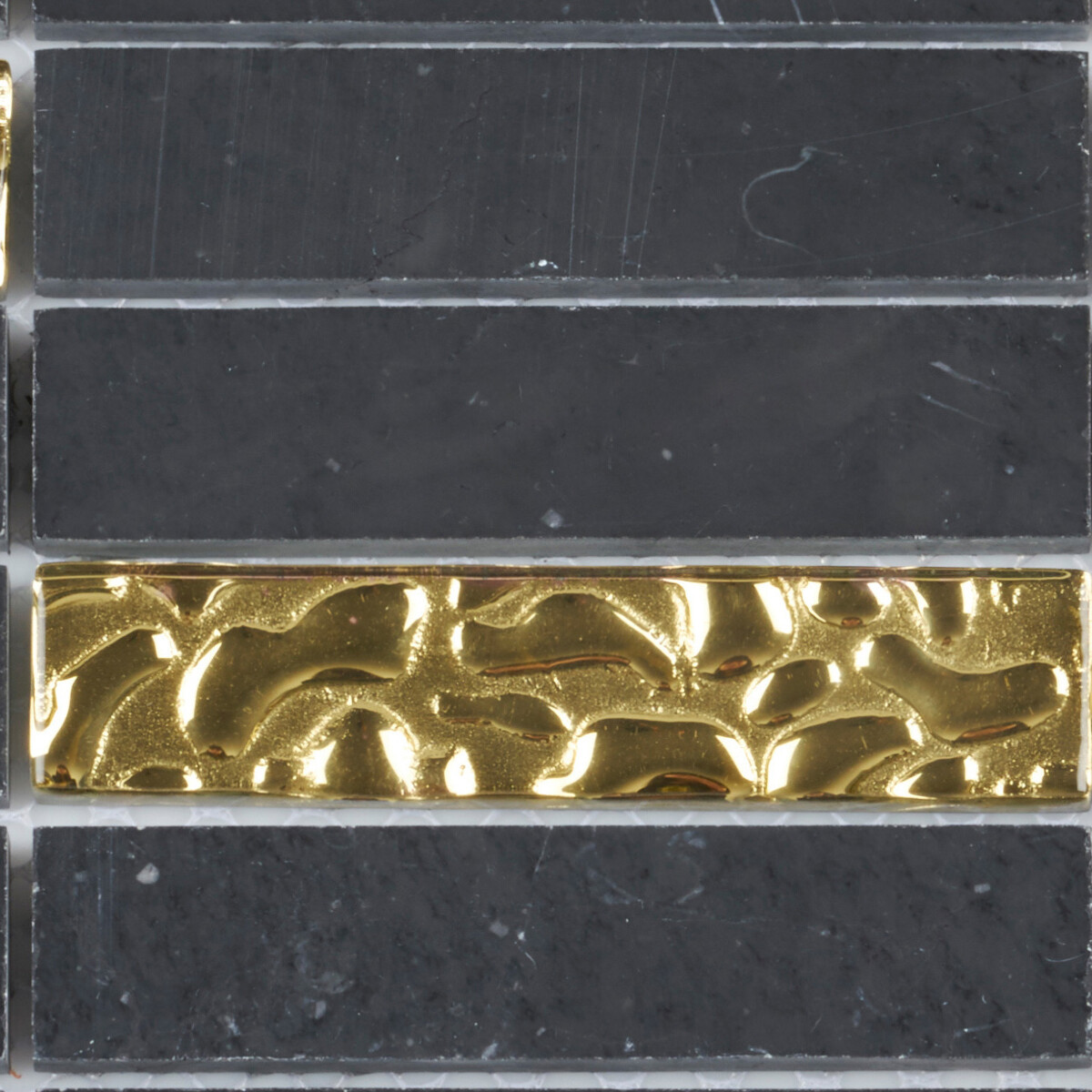 Black Marquina Marble Stone Gold Glass Mosaic Tile Stacked Kitchen Backsplash