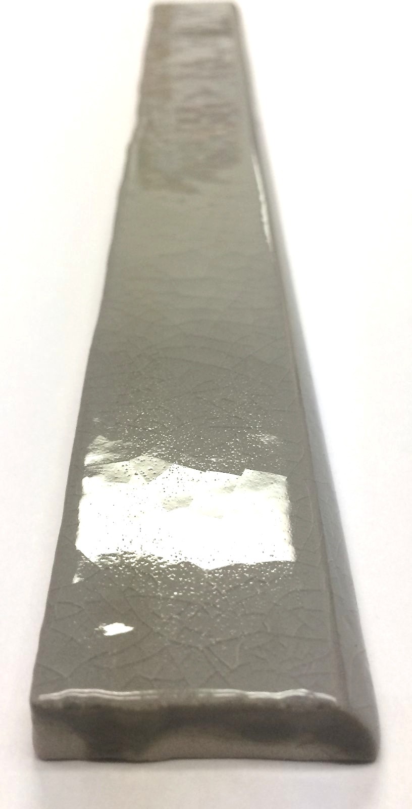 1.5×12 Bullnose Gray Crackled Ceramic Trim Molding Tile Wall Floor Accent Bath
