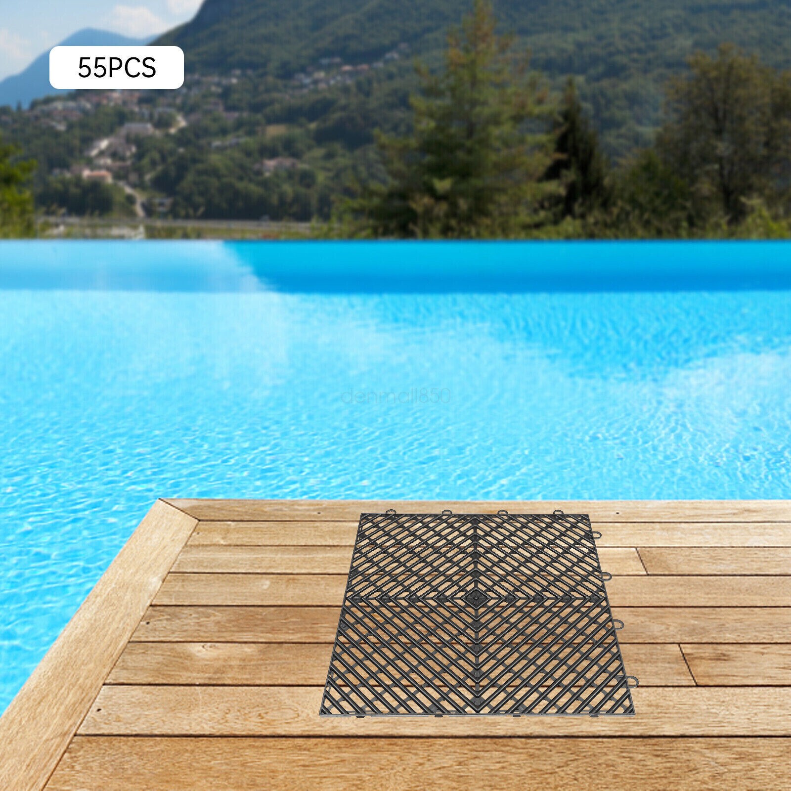 12×12″ Interlocking Garage Floor Tiles 25/55 PCS Deck Tile Snow Water Drainage