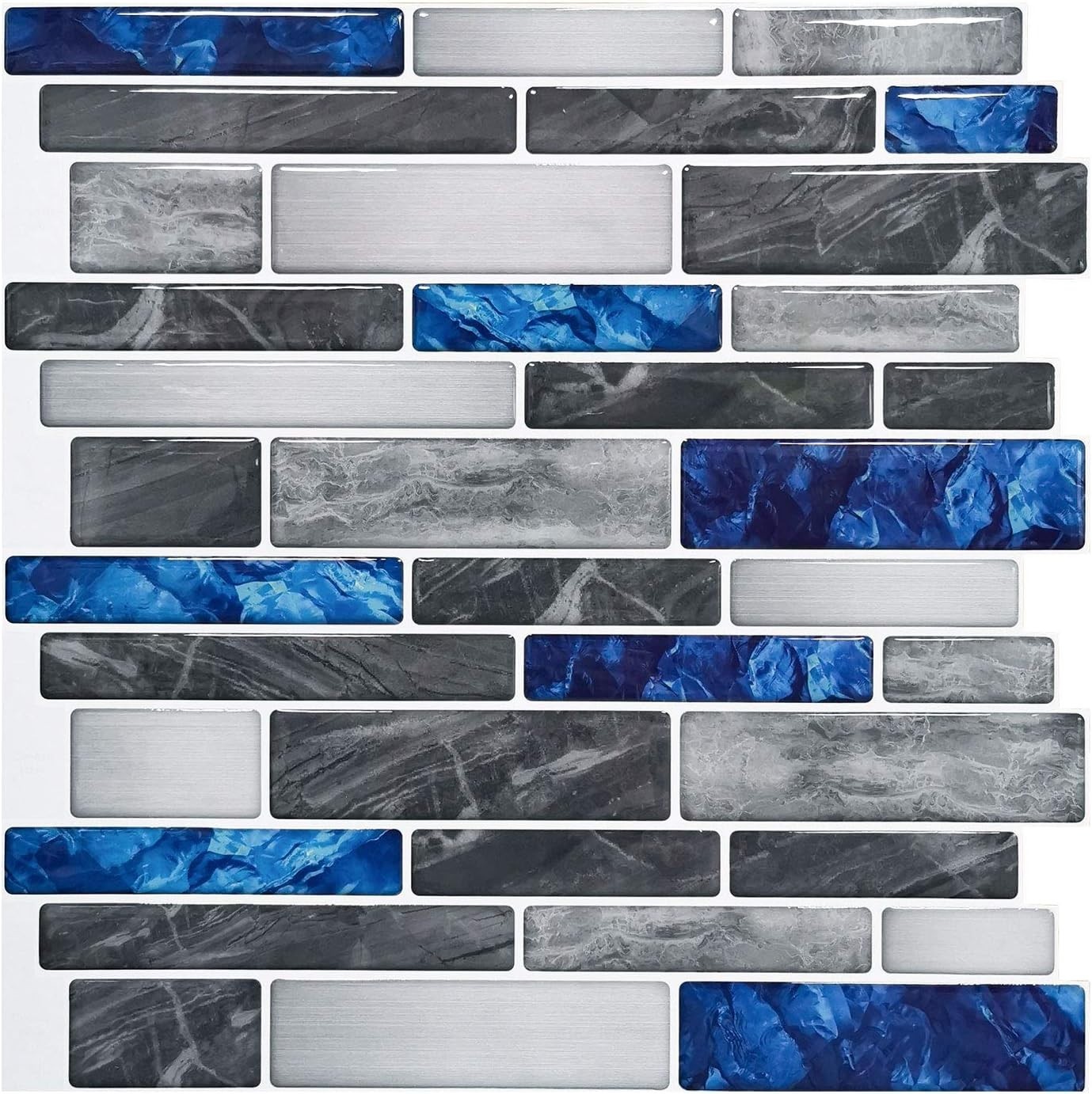 Modern Marble Finish Self-Adhesive Tiles – 10 Sheets, 3D Effect, 12″x12″