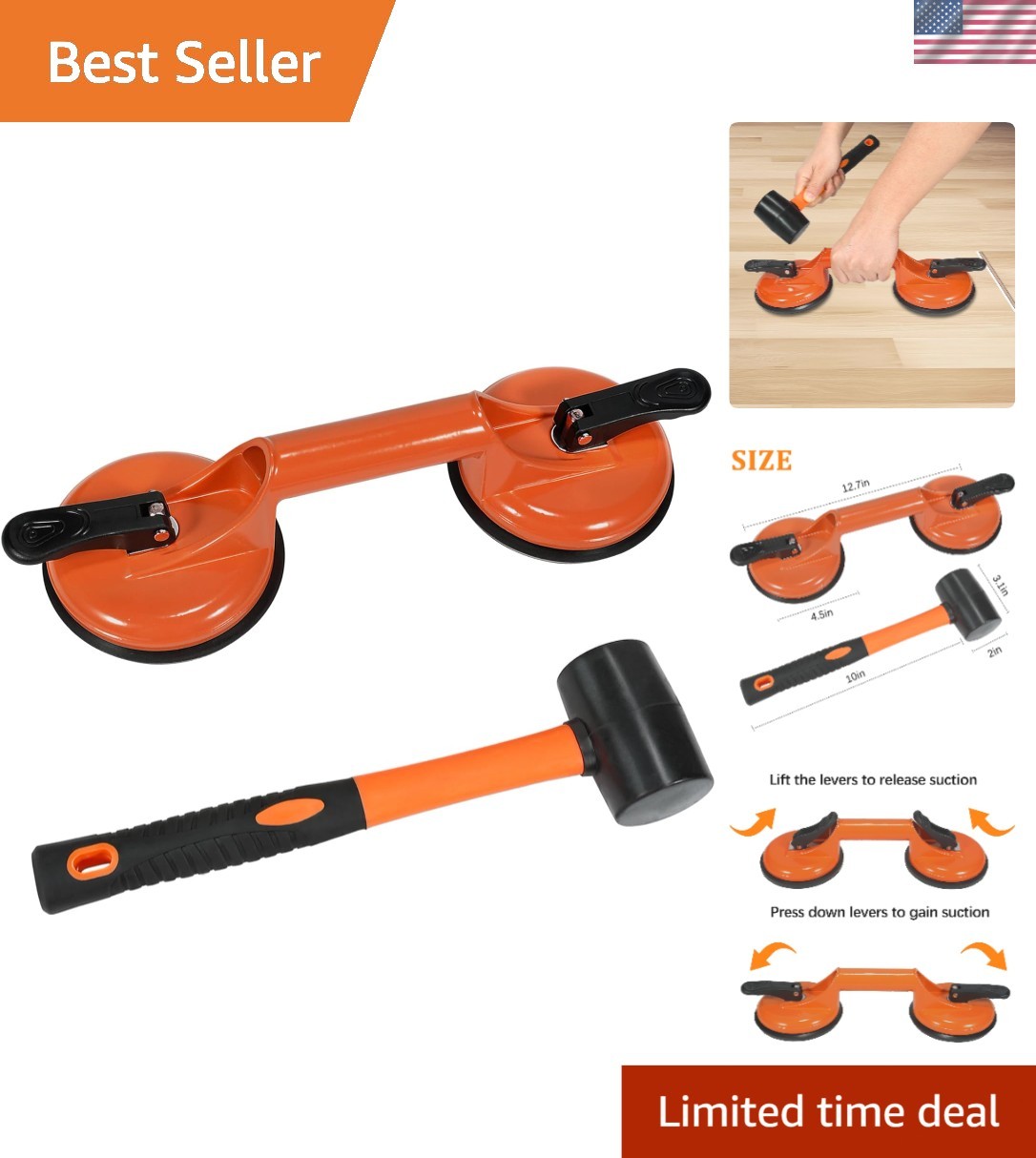 Floor Gap Fixer Tool for Laminate Floor Gap Repair Plank Grabber Includes Hea…