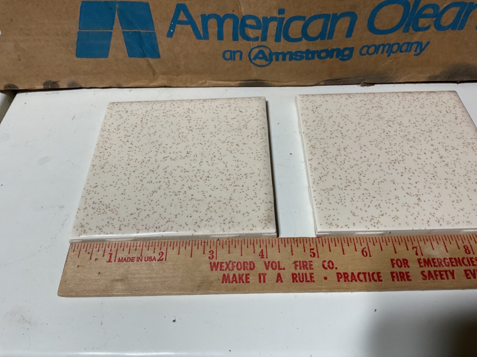2 Vtg. Rounded Edge American Olean 4 1/4 x 4 1/4 Buckwheat Ceramic Tile – USA