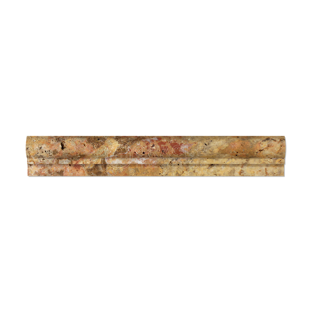 Scabos Travertine OG-1 Chair Rail Trim Molding, Honed
