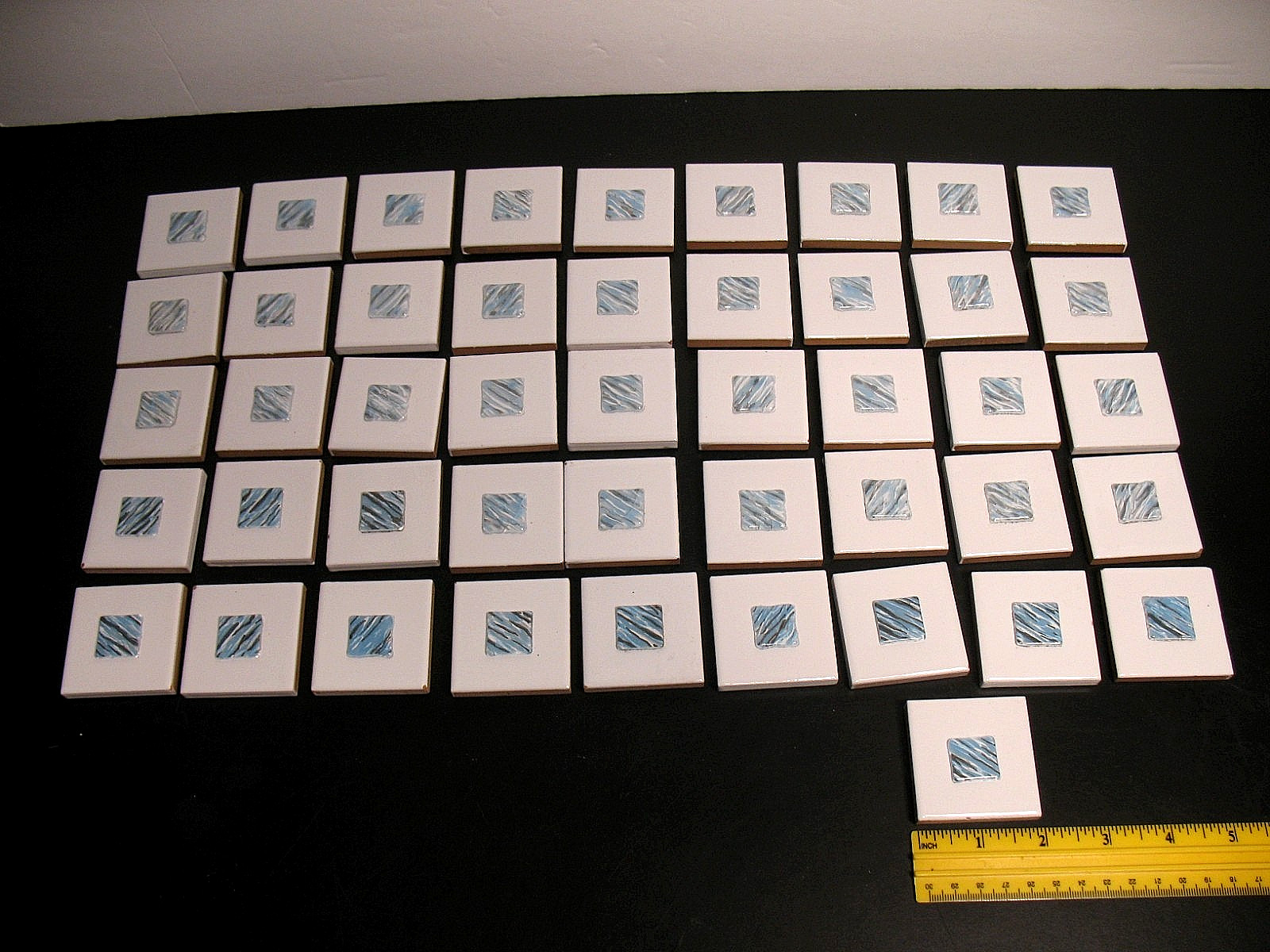 2 x 2 inch CENTER GLASS MEDALLION TILE LOT OF 46 SOME IMPERFECT ITALY HANDMADE
