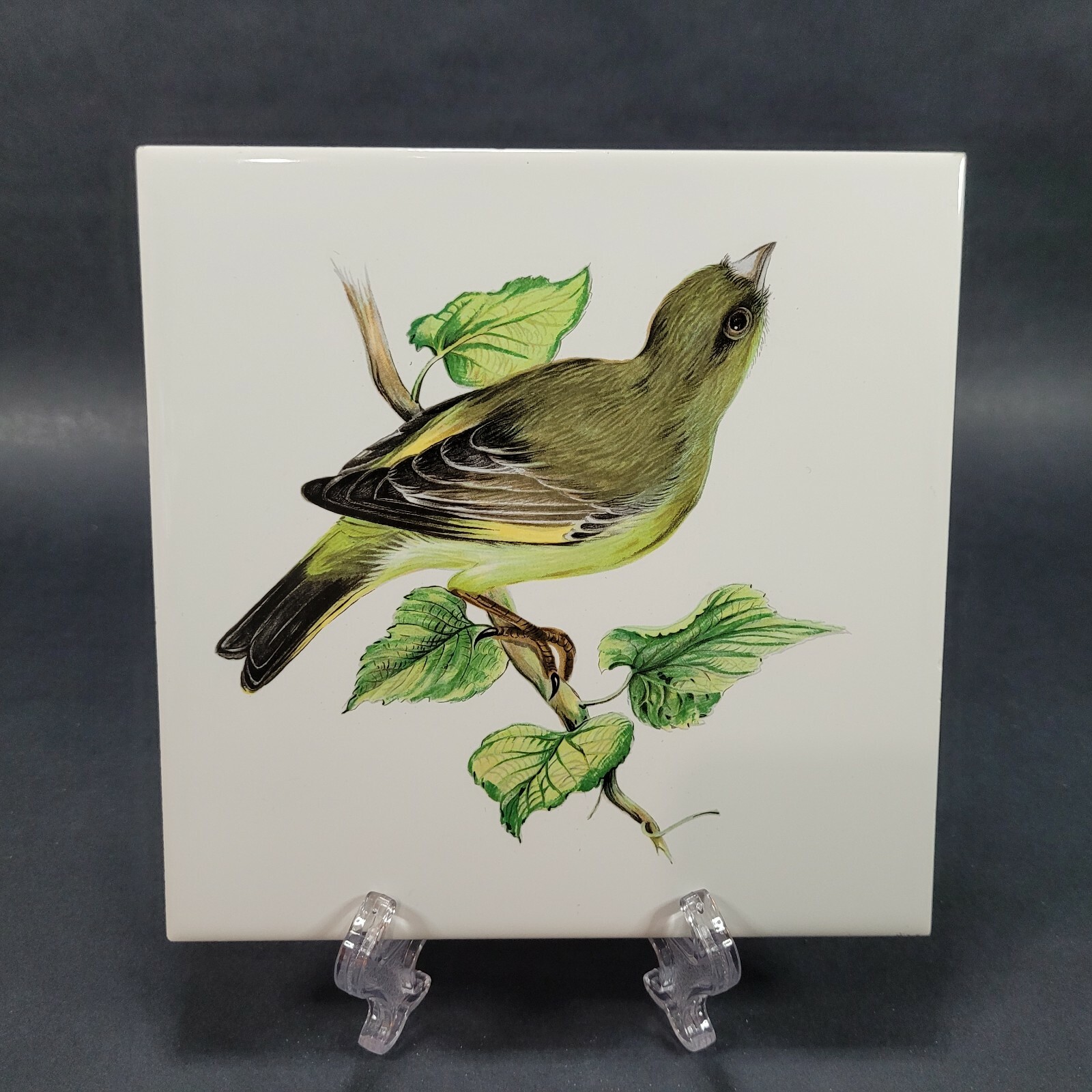 Mettlach Bird Ceramic Tile Made in Germany Saar Green 6×6