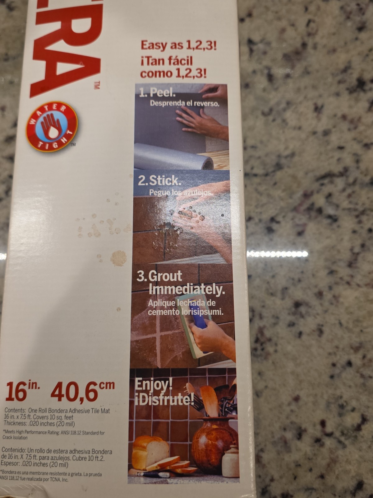 Grace Bondera Adhesive Tile MatSet 16” x 7.5’’ NEW ( 10sqft) Countertop