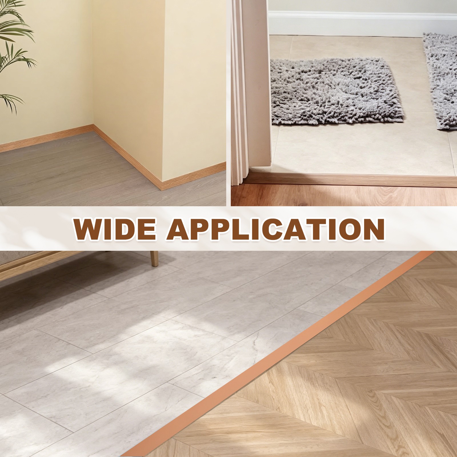 Floor Transition Strip (1.97″/ x 11.5ft) PVC Floor Strips Brown