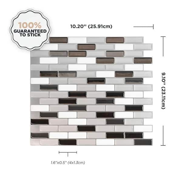 smart tiles Murano Metallik Gray Vinyl Peel and Stick Tile (2.38 sq.ft/ 4-pack)