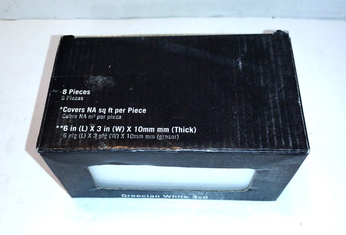Greecian White 3″ x 6″ x 10mm Polished Marble Subway Tiles. Box of 8 Pieces New