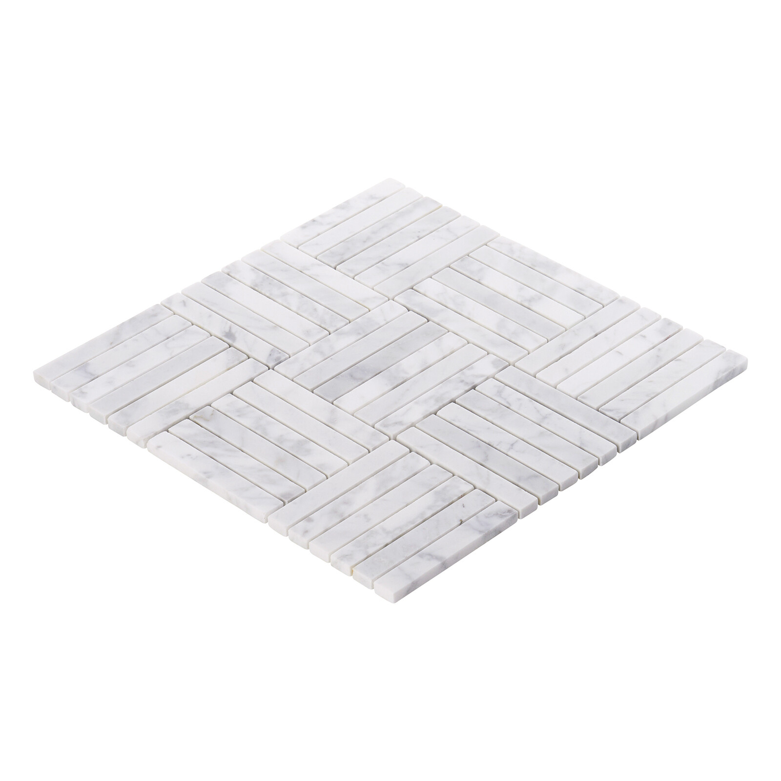White Calacatta Marble Stone Basketweave Parquet Mosaic Tile Kitchen Backsplash