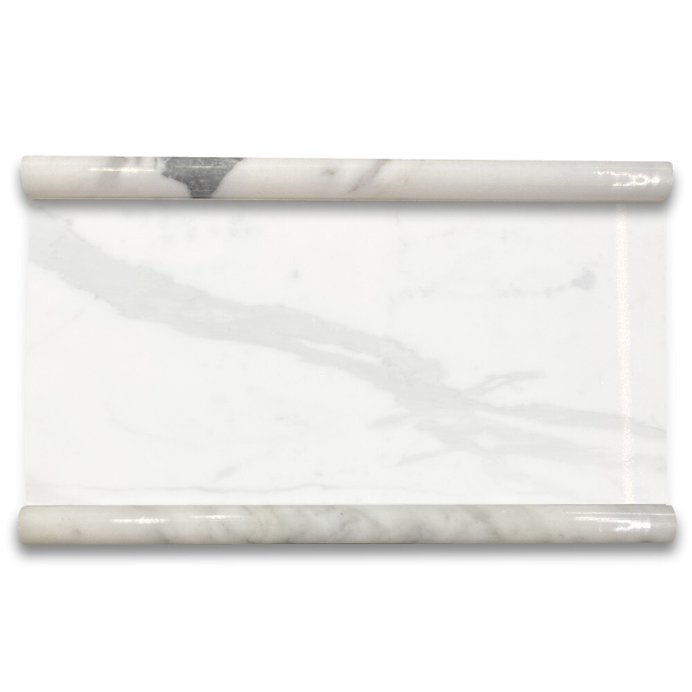 L18P Pencil Liner Statuary Statuario White Marble 3/4×12 Trim Tile Polished