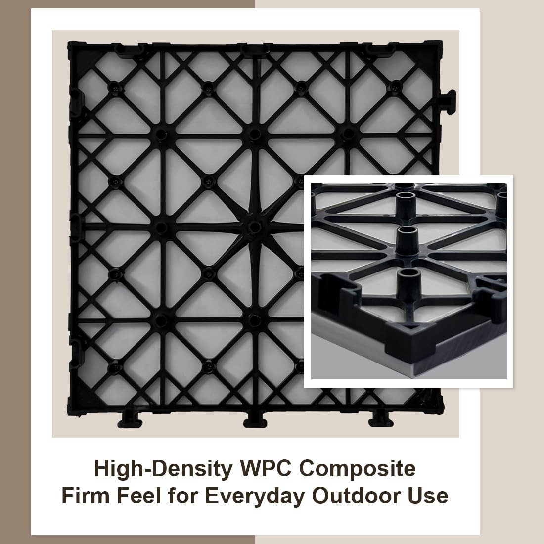 JJWOOD Stone-Look Interlocking Deck Tiles, 9 Pcs 12″ x 12″ WPC Patio Flooring…