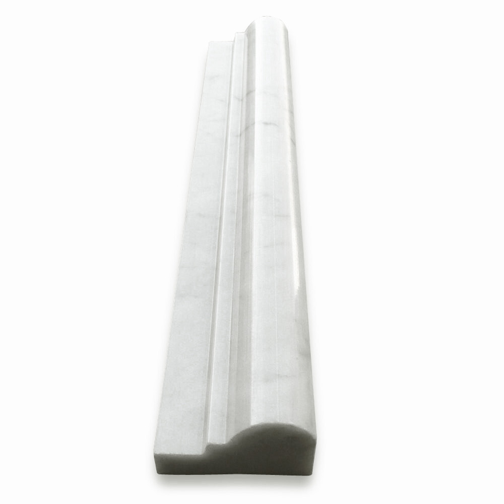 C04P Chair Rail Carrara Marble Venato Carrera Bullnose Trim Molding Polish