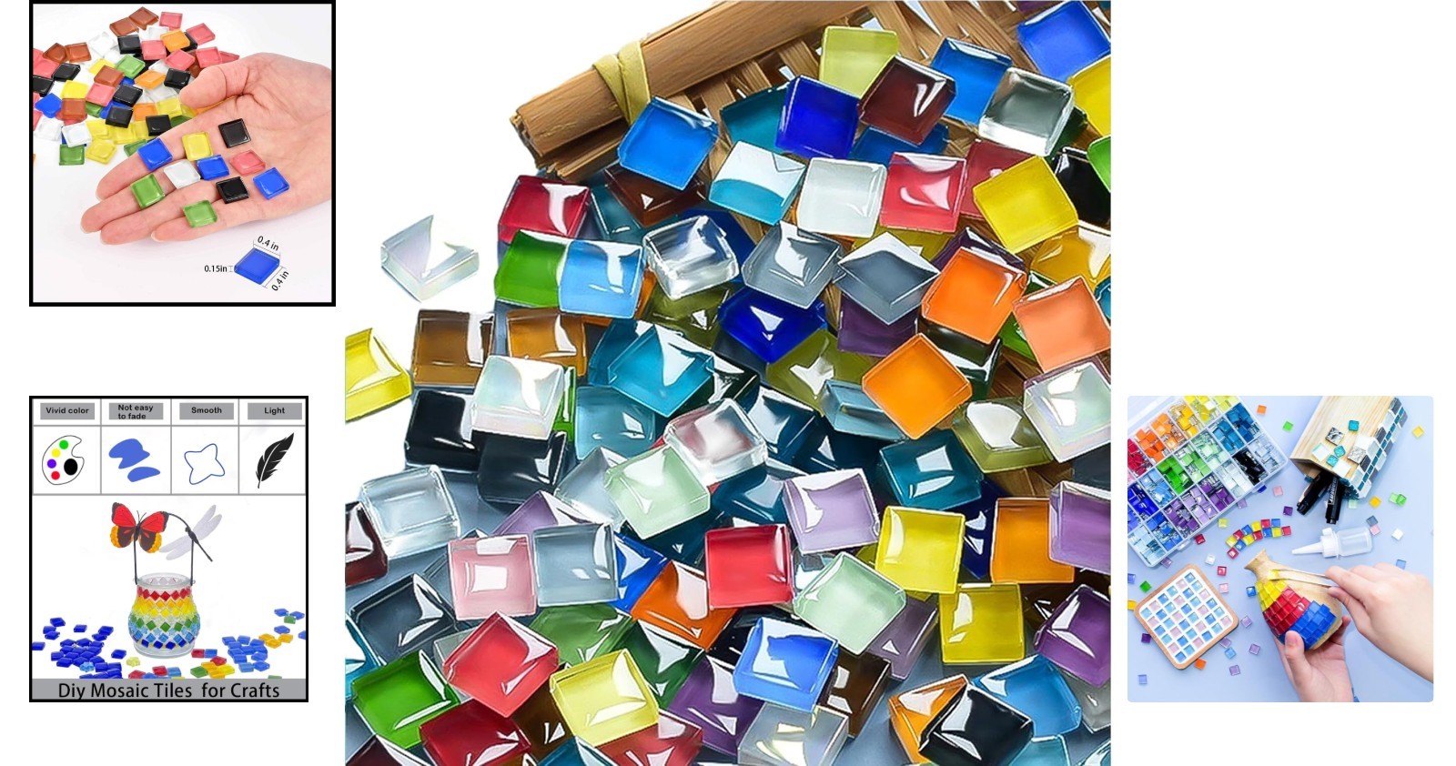 Water-Resistant Square Glass Mosaic Tiles – 350 Pcs Ideal for Indoor & Outdoor