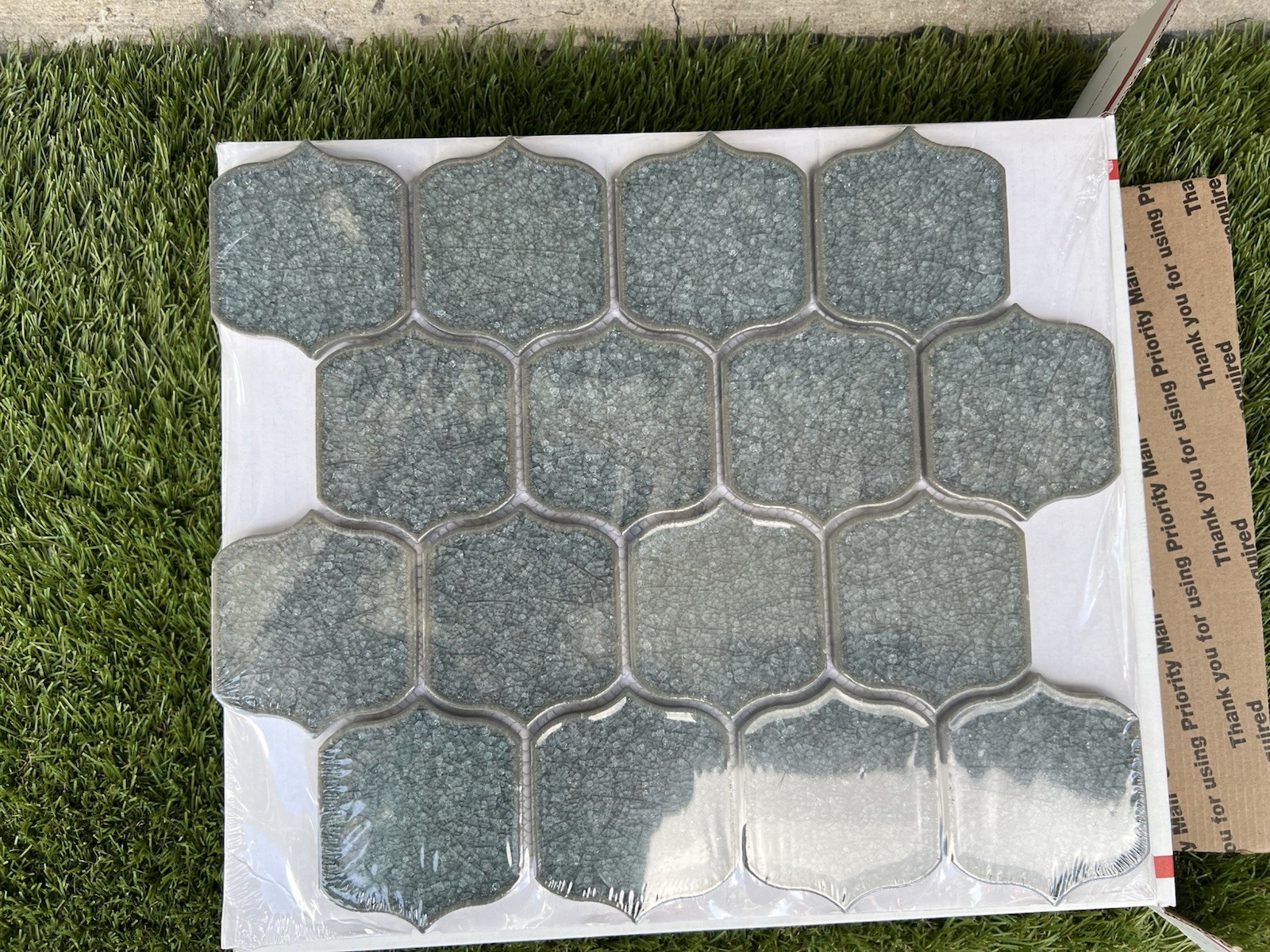 Ivy Hill Tile Waterscape Beach Blue 11.82 in. x 12 in. Polished Glass Wall Tile