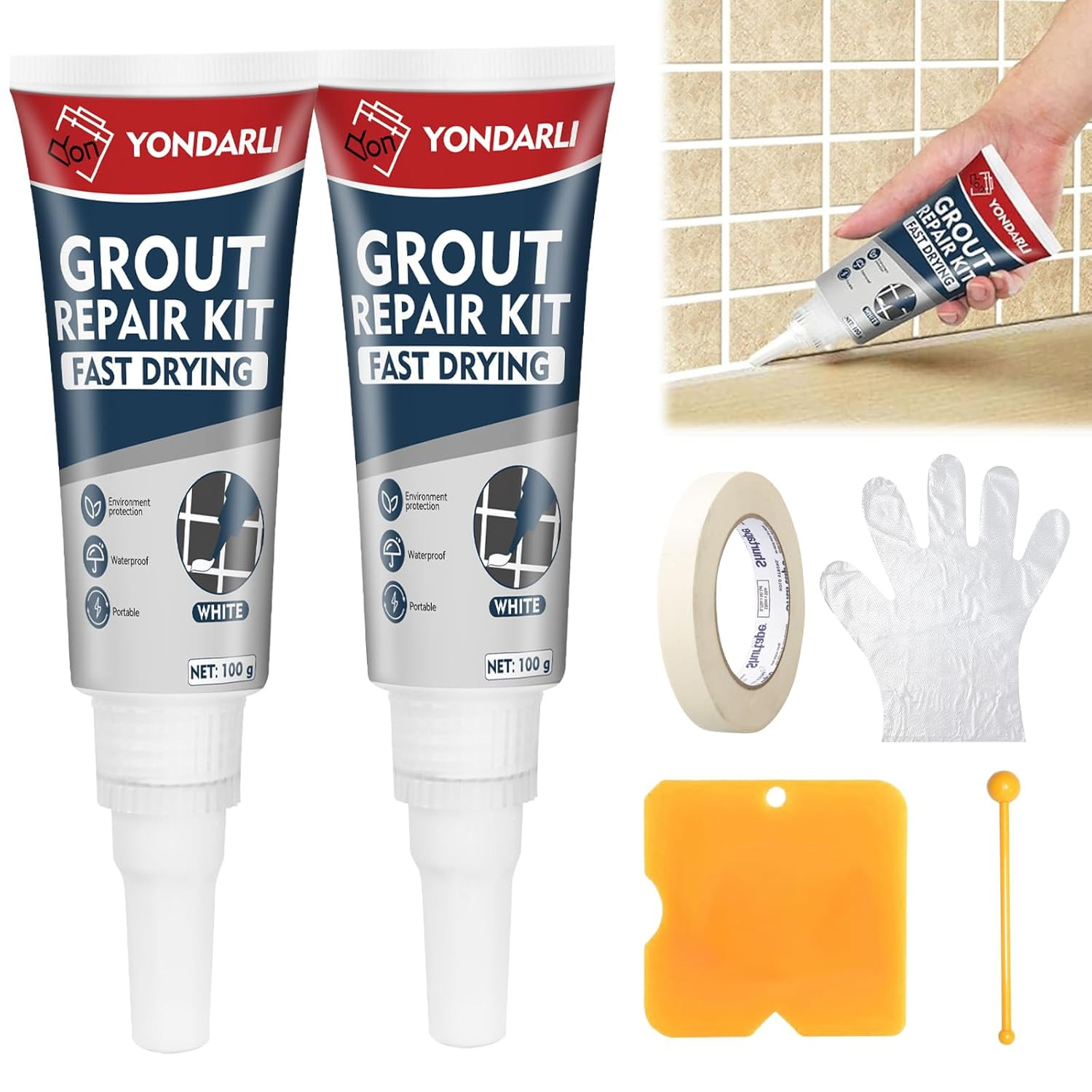 Tile Grout, 2 Pack White Grout Filler Tube, Grout Sealer for Bathroom, Shower, K