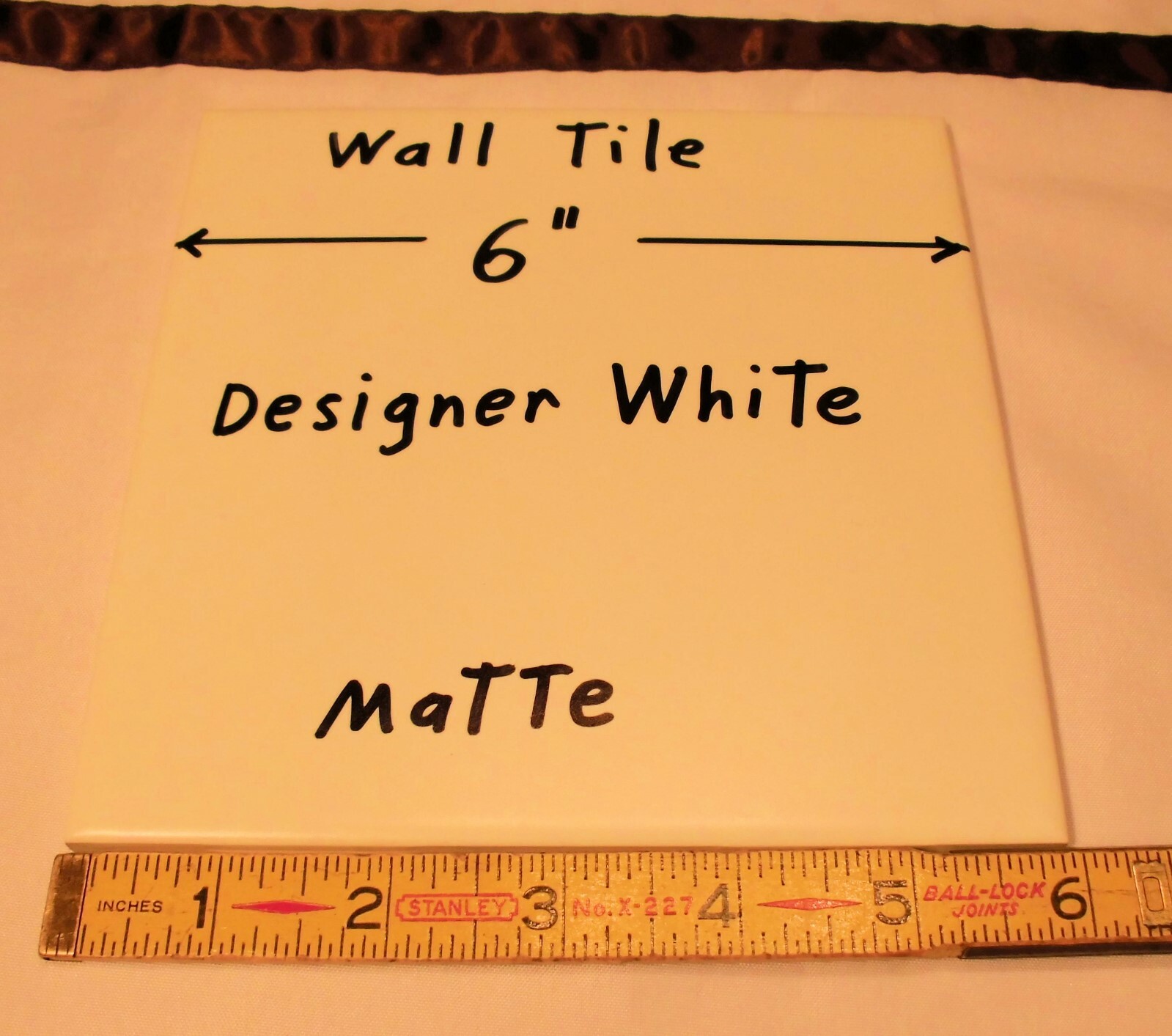 1 pc. *Designer White* Matte Ceramic Tile: 6″ X 6″ New Stock, Made in Brazil