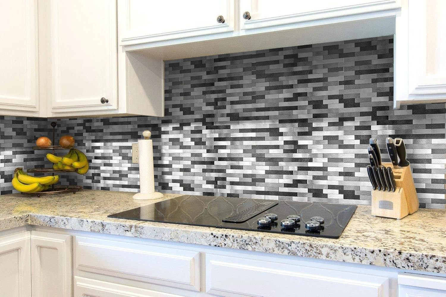 Metal Mosaic Tile Backsplash -LNG Oblong in Black/Gray/Silver 10Pc/Pack – Rustic