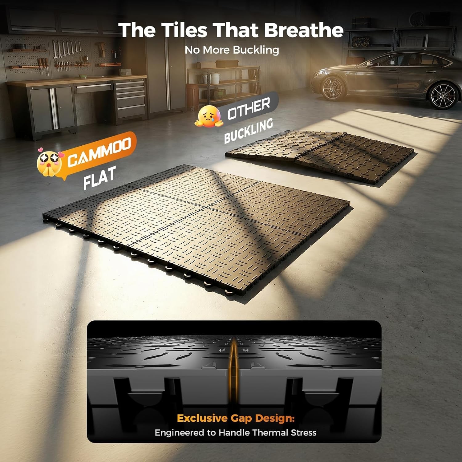 260225 Garage Floor Tiles Heavy-Duty Interlocking (50-Pack with 4 Edge Pieces)