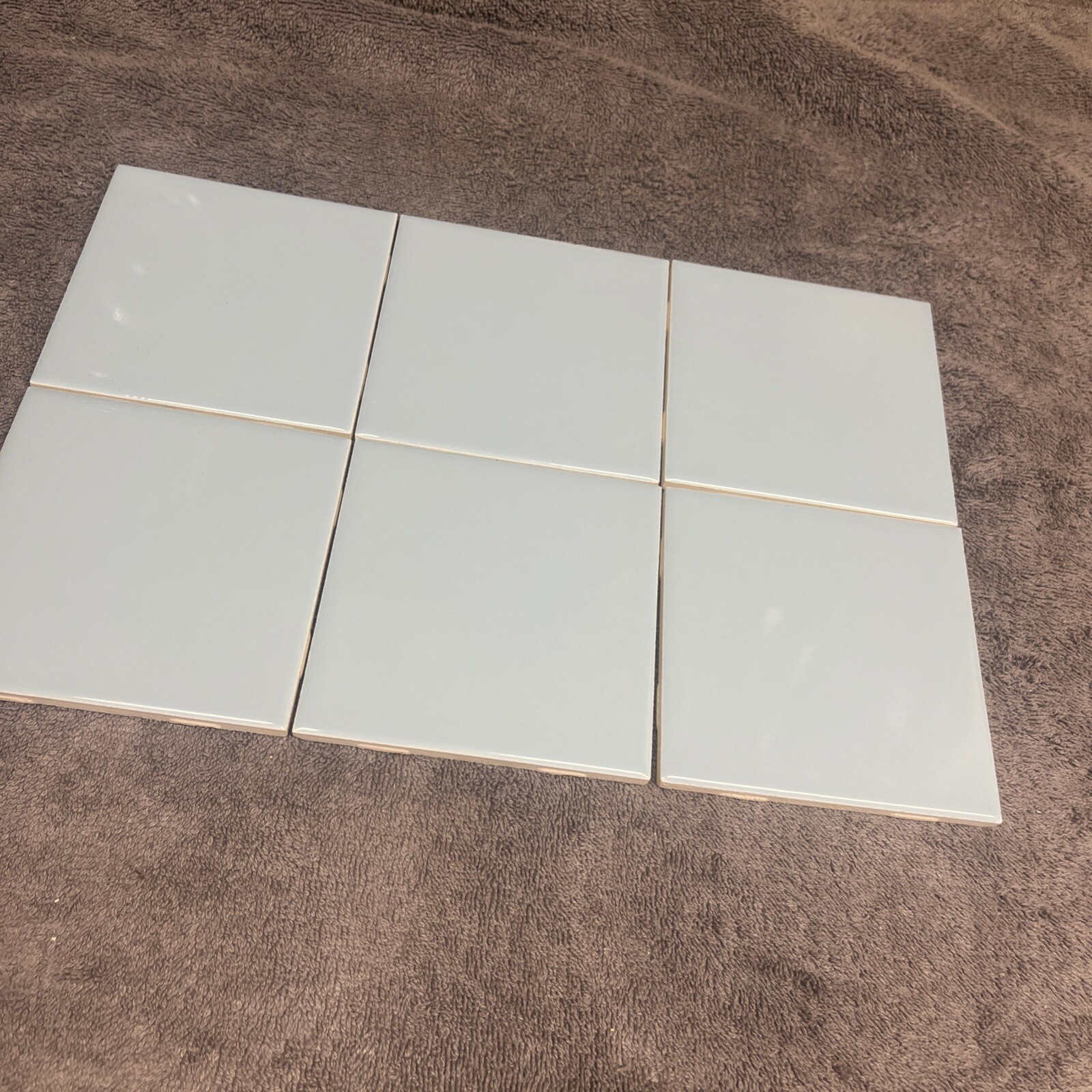 Vtg. Lot of 6 Romany MED. BLUE Glossy Ceramic Tiles 4 1/4″ Sq. NEW NOS