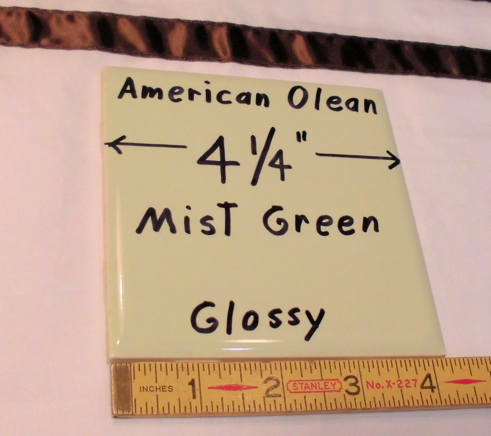 1 pc. Mist Light Green: Glossy Ceramic Tile by American Olean 4-1/4″ NOS