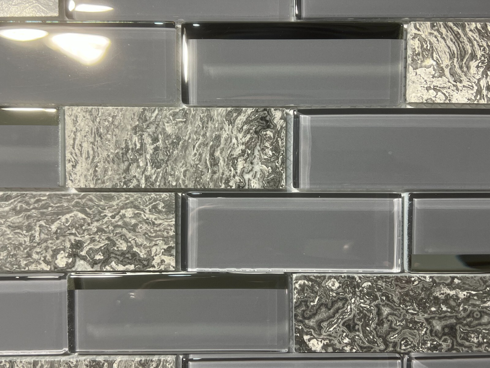 CA17N Grey Glass Marble Rectangle Mosaic Tile Kitchen Bathroom Backsplash 7 pcs
