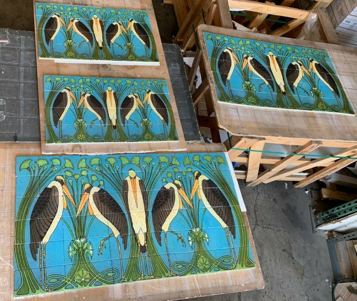 Art Nouveau Marabou Stone Marble Tile Mural Backsplash 44×24 William Morris