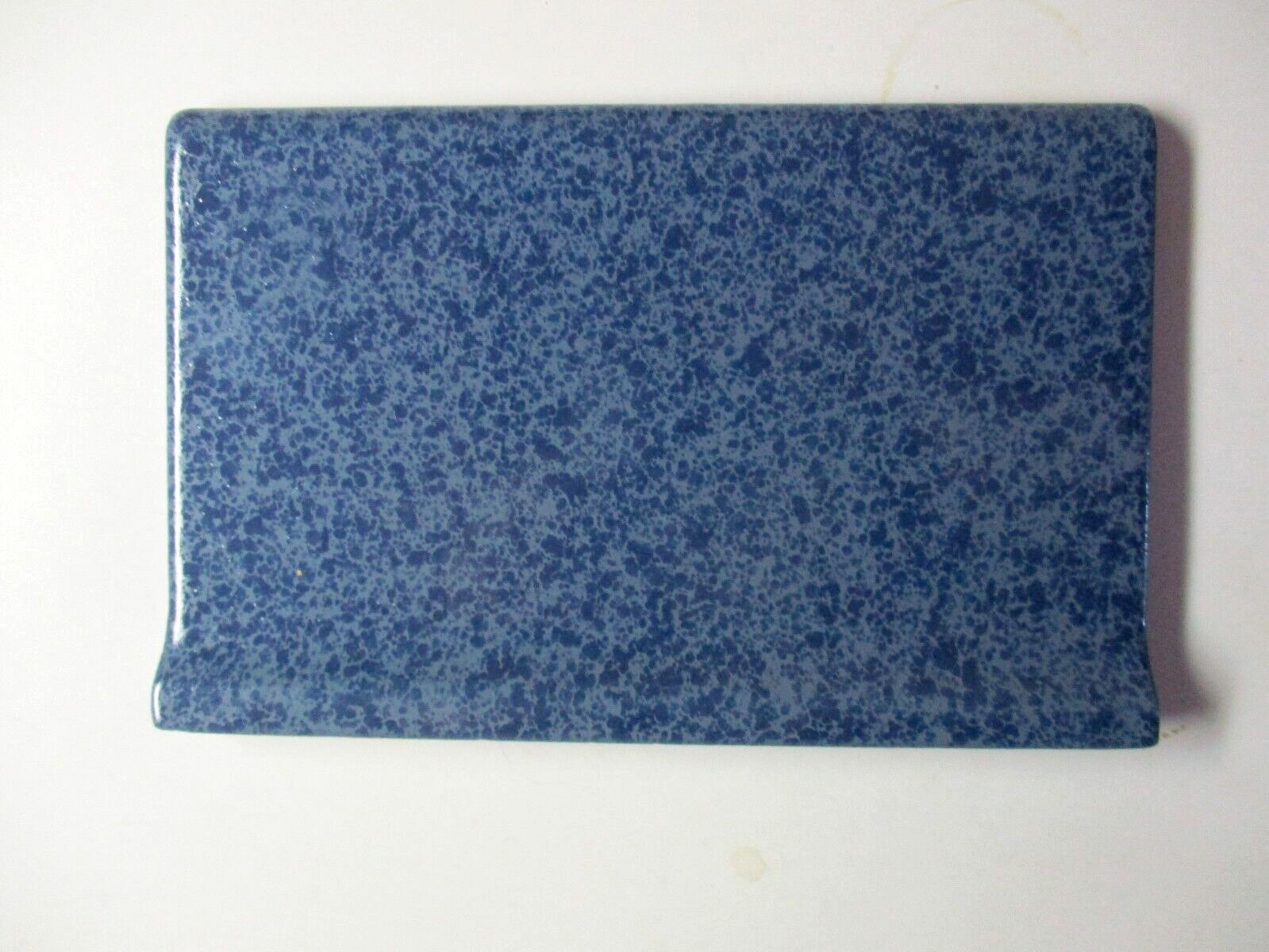 1 Bullnose Cove Base Tile Mannington USA 6″ Mottled Light Dark Blue Ceramic Vtg