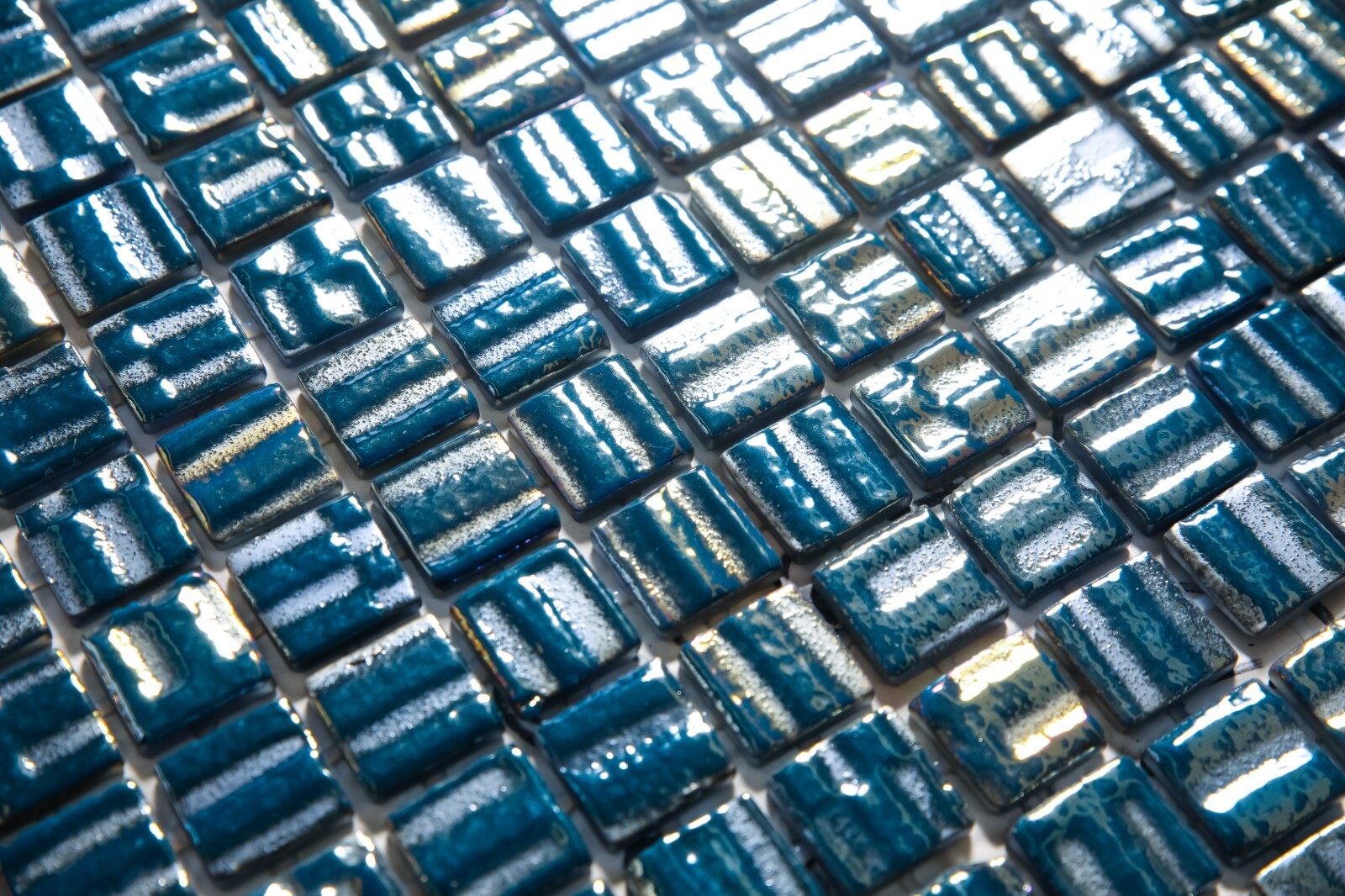 Pressed Glass Mosaic on Net for Pool 32.5×51.5 -Alves Blend Cobalt Pool