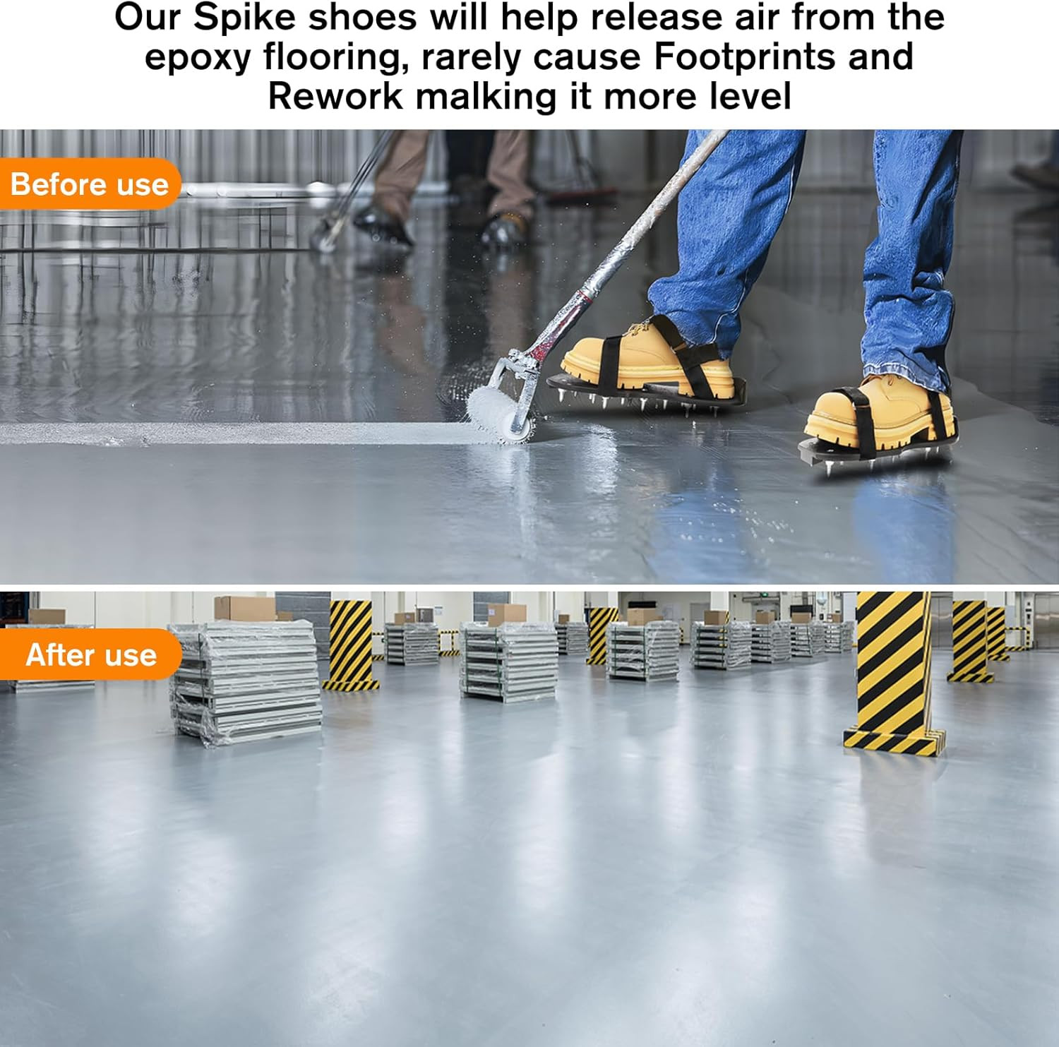 Epoxy Floor Spiked Shoes Fully Assembled Gunite Spiked Shoes with 3/4″ Short Spi
