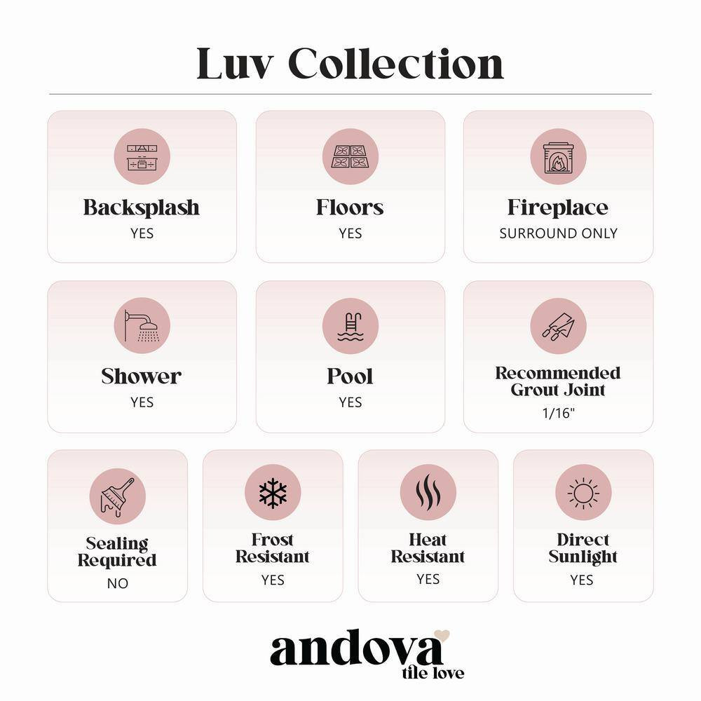 Luv Amore Grey 8 In. Encaustic Spanish/Moroccan Patterned Matte Porcelain Wall a