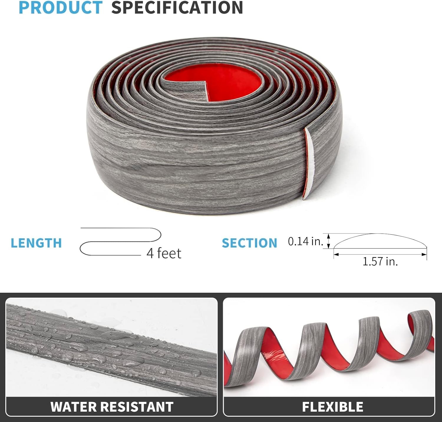 Multi-Surface Self-Adhesive Floor Transition Strip – 4FT Gray Vinyl Solution