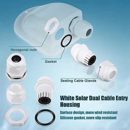 Set Solar Entry Gland Dual Entry Waterproof for 3mm²-10mm² () | Solar 2 White
