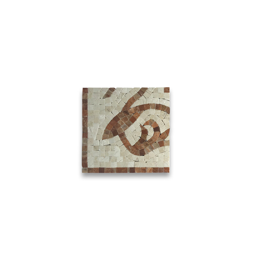 B0022CP Marble Mosaic Border Accent Tile Floral Red Wooden 5.9×5.9 Polished