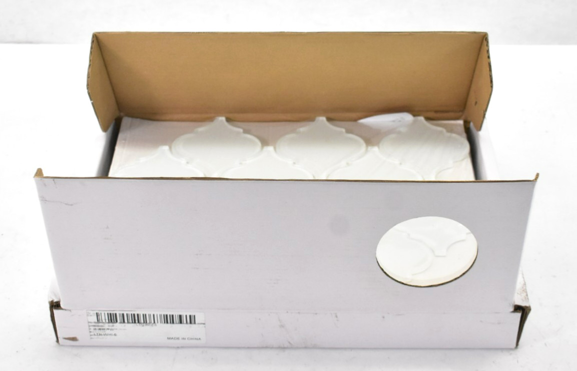 Lot of 5 Sunwings Arabesque Lantern White 12″ x 9″ Glossy Glass Wall Mosaic Tile