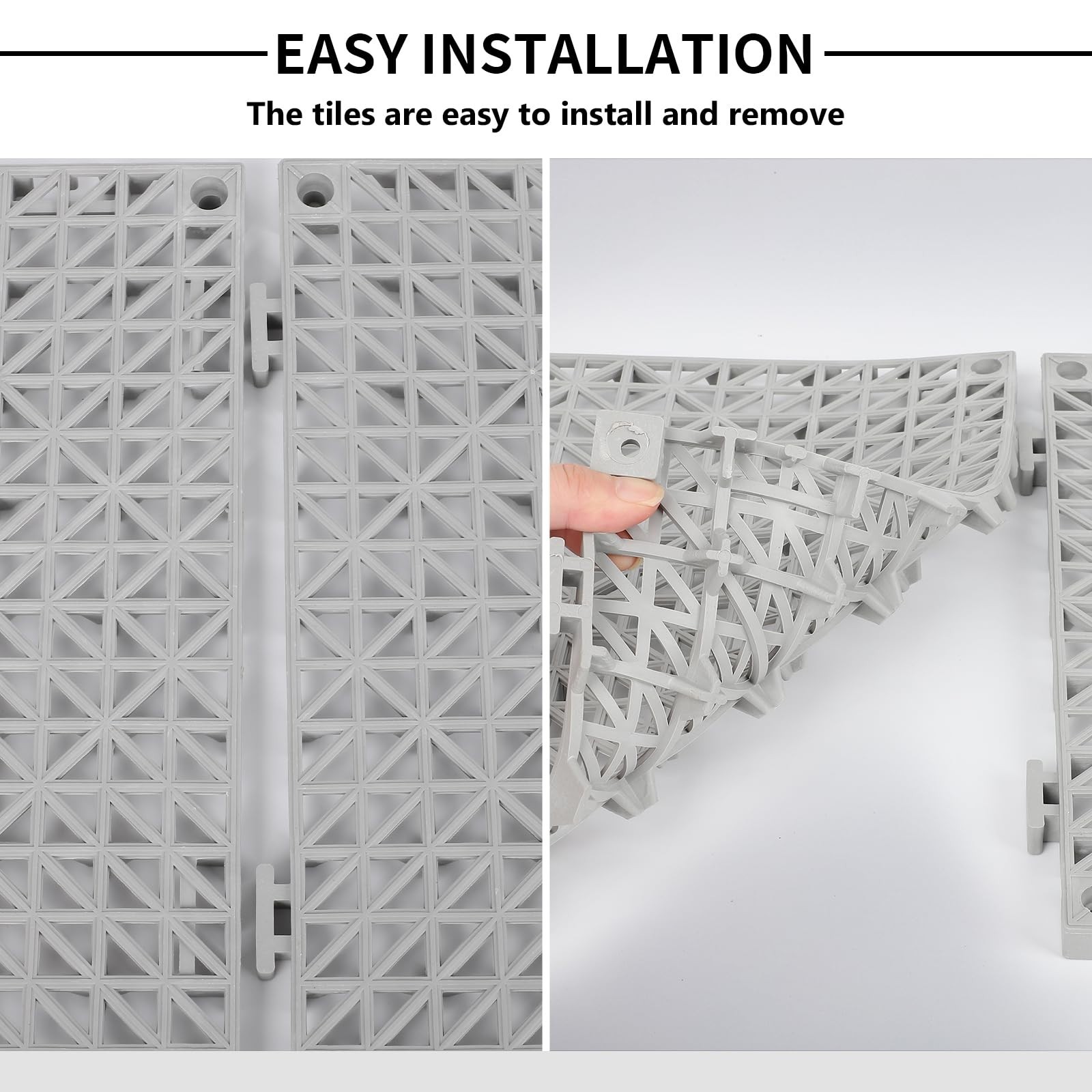 50 Pack Non-Slip Interlocking Drainage Floor Tiles 12″x12″ for Bathroom, Patio,